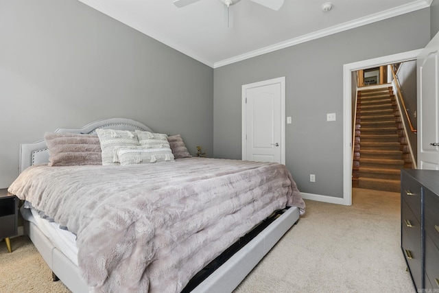 15 Challain Cv, Little Rock, AR 72223 - bedroom with light carpet, ornamental molding, baseboards, and ceiling fan
