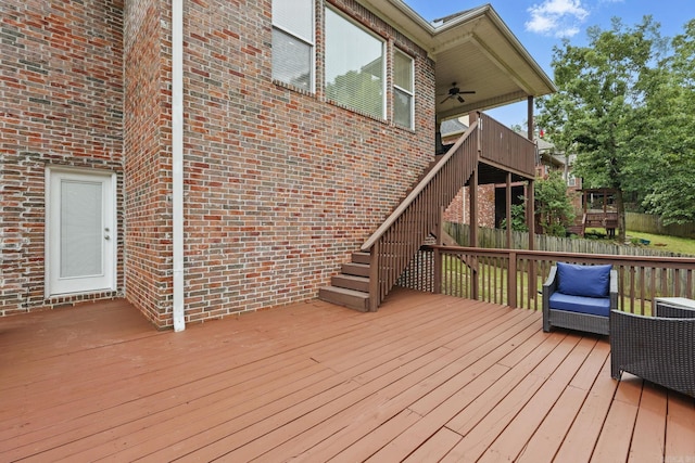 15 Challain Cv, Little Rock, AR 72223 - deck featuring stairway and ceiling fan
