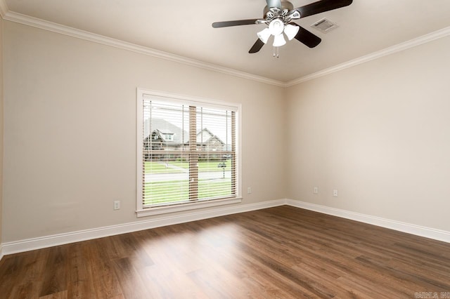 1710 Josh Dr, Conway, AR 72034 - unfurnished room with crown molding, dark wood-type flooring, baseboards, and a ceiling fan