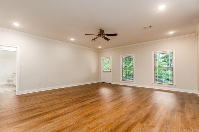1710 Josh Dr, Conway, AR 72034 - unfurnished room featuring healthy amount of natural light, a ceiling fan, ornamental molding, baseboards, and recessed lighting
