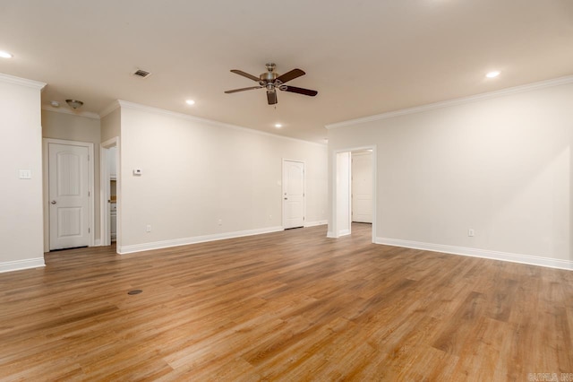 1710 Josh Dr, Conway, AR 72034 - empty room with ceiling fan, crown molding, recessed lighting, light wood finished floors, and baseboards