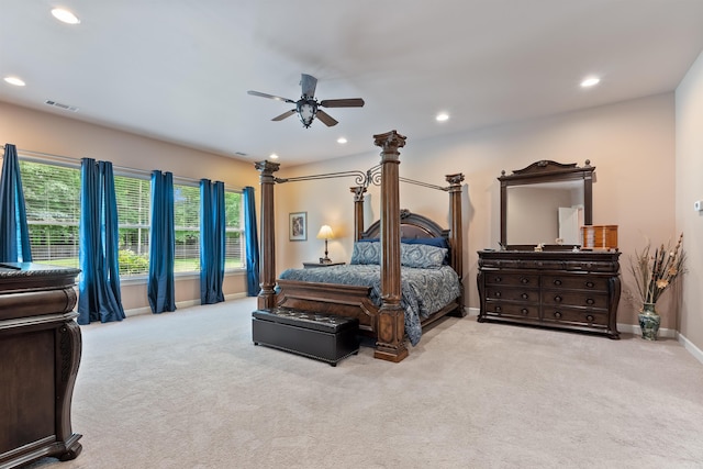 529 Enchanted Valley Ln, North Little Rock, AR 72118 - bedroom with carpet, recessed lighting, baseboards, and a ceiling fan