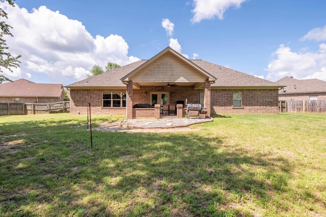 3407 Hemlock Cv, Benton, AR 72015 - rear view of property featuring french doors, brick siding, a patio, and ceiling fan