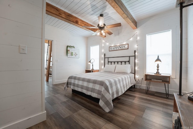 948 Sunny Slope Rd, Edgemont, AR 72044 - bedroom with wood finished floors, beamed ceiling, and wood ceiling