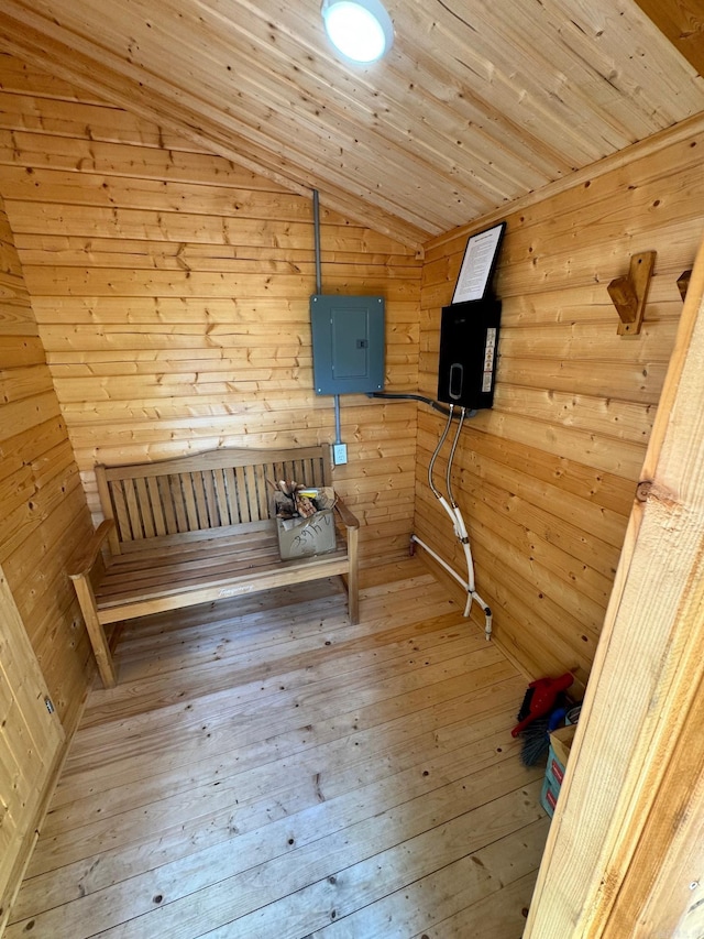 948 Sunny Slope Rd, Edgemont, AR 72044 - sauna / steam room featuring hardwood / wood-style floors and wood walls
