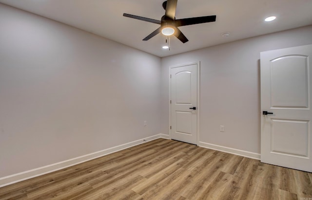 1114 Edgehill Dr, Benton, AR 72015 - spare room with ceiling fan, light wood-style flooring, baseboards, recessed lighting, and a smoke detector