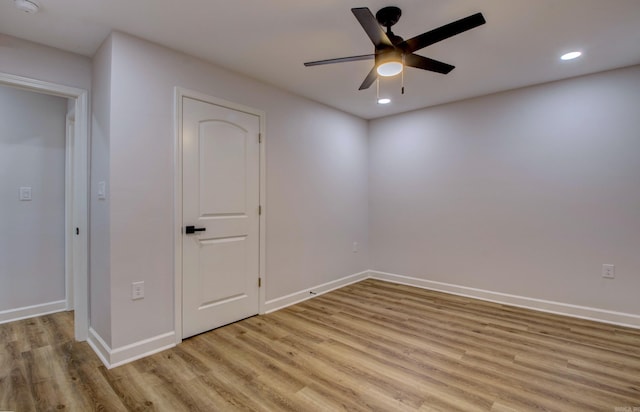 1114 Edgehill Dr, Benton, AR 72015 - empty room featuring light wood-type flooring, ceiling fan, baseboards, and recessed lighting