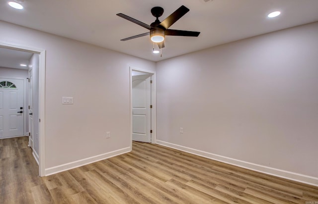 1114 Edgehill Dr, Benton, AR 72015 - unfurnished room with light wood-type flooring, recessed lighting, baseboards, and ceiling fan