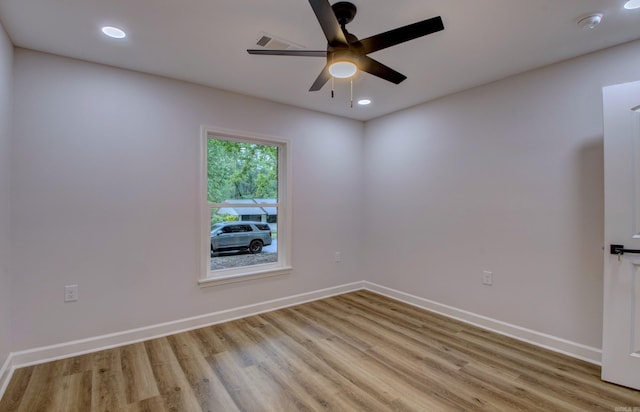 1114 Edgehill Dr, Benton, AR 72015 - unfurnished room featuring light wood-type flooring, baseboards, ceiling fan, and recessed lighting
