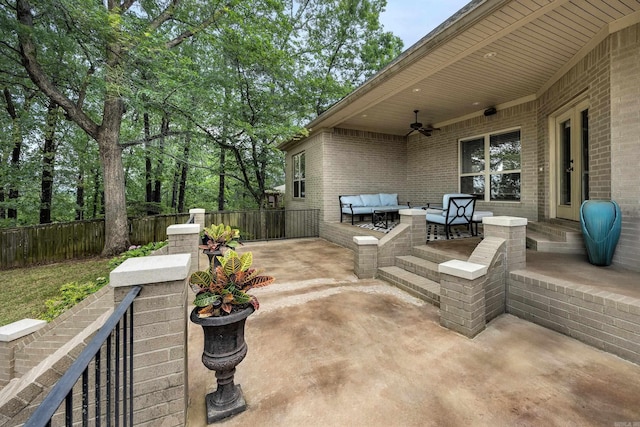 126 Manitou Dr, Maumelle, AR 72113 - view of patio with an outdoor hangout area and a ceiling fan