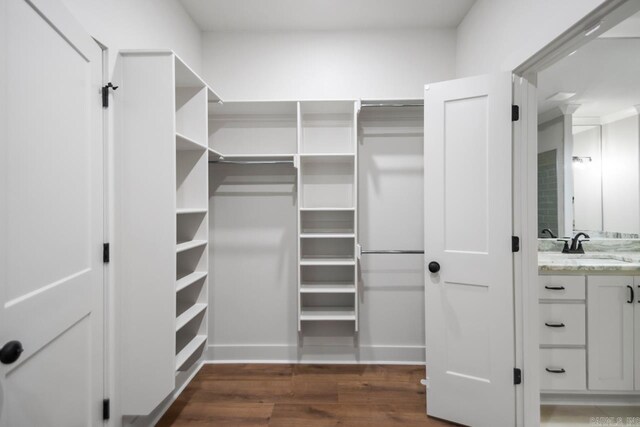 9313 Wooddale Dr, Sherwood, AR 72120 - walk in closet featuring dark wood-type flooring and a sink