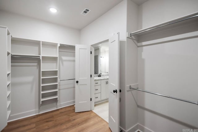 9313 Wooddale Dr, Sherwood, AR 72120 - spacious closet with light wood-type flooring and a sink