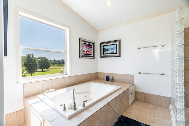 224 Peartree, Jacksonville, AR 72076 - full bath featuring crown molding, a garden tub, and tile patterned floors