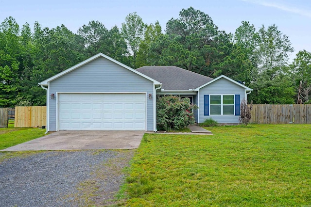 single story home featuring gravel driveway