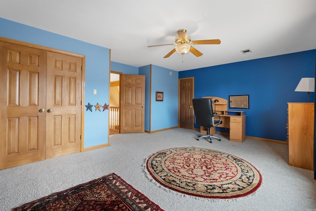 1325 El Dorado, Benton, AR 72019 - office with carpet flooring, ceiling fan, and baseboards