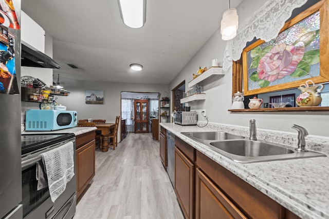 106 Gareth Ct, Hot Springs National Park, AR 71913 - kitchen with appliances with stainless steel finishes, a sink, open shelves, and light countertops