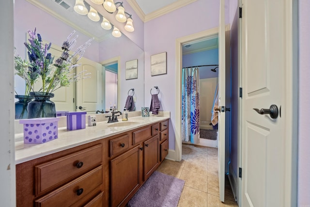 253 High Meadow Loop, Hot Springs, AR 71901 - bathroom with ornamental molding, vanity, tile patterned flooring, and baseboards