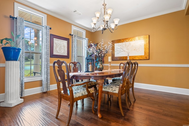 253 High Meadow Loop, Hot Springs, AR 71901 - dining space with a chandelier, hardwood / wood-style flooring, baseboards, and crown molding