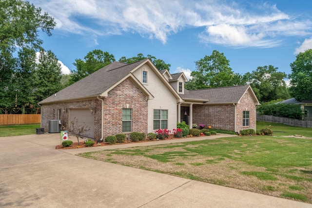 253 High Meadow Loop, Hot Springs, AR 71901 - traditional home with brick siding, central air condition unit, concrete driveway, an attached garage, and roof with shingles