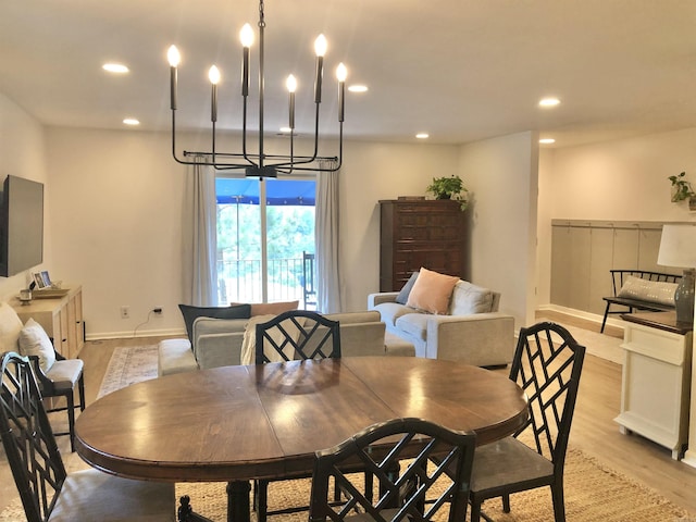 501 Belvedere Dr Unit C-1, Hot Springs, AR 71901 - dining space with light wood-type flooring, recessed lighting, and a chandelier