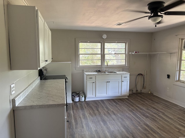 153 Pinehill Rd, Hot Springs, AR 71913 - washroom with a sink, a ceiling fan, and dark wood-style flooring