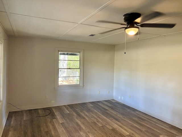 153 Pinehill Rd, Hot Springs, AR 71913 - spare room featuring dark wood-style floors, a ceiling fan, and baseboards