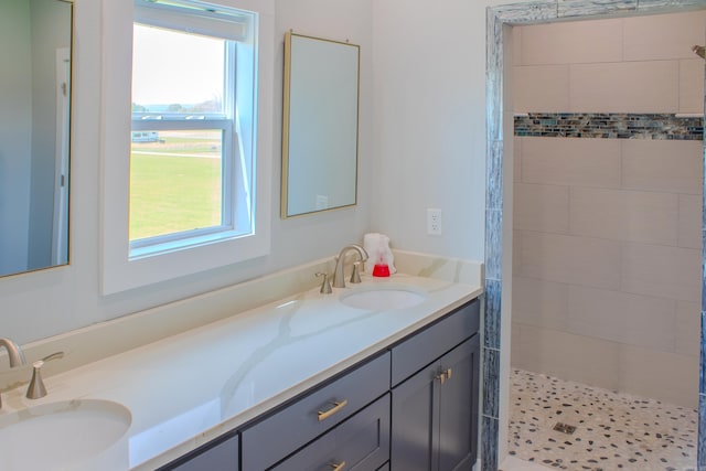 135 Serenity Loop, Glenwood, AR 71943 - full bath with healthy amount of natural light, tiled shower, and double vanity