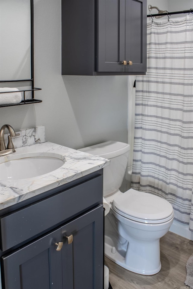 135 Serenity Loop, Glenwood, AR 71943 - full bath featuring toilet, wood finished floors, vanity, and curtained shower