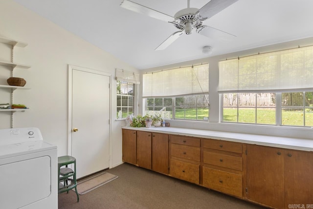 2424 N Fillmore St, Little Rock, AR 72207 - clothes washing area featuring washer / dryer, ceiling fan, and carpet floors
