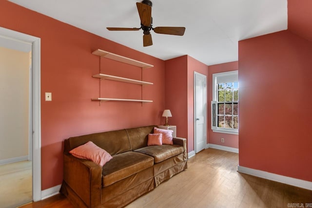 2424 N Fillmore St, Little Rock, AR 72207 - living area featuring wood finished floors, a ceiling fan, and baseboards