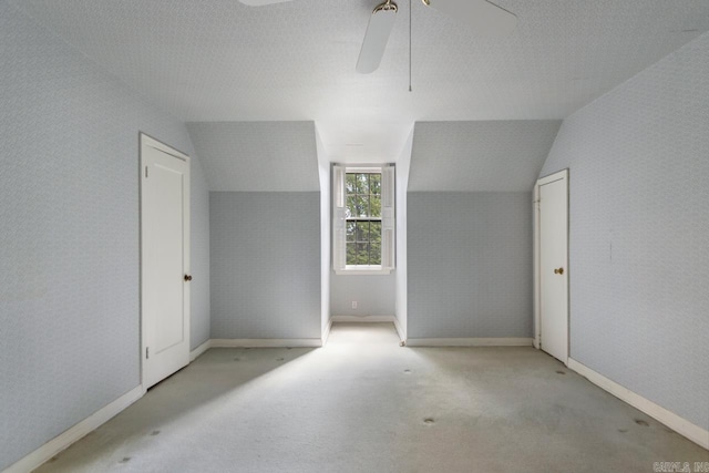 2424 N Fillmore St, Little Rock, AR 72207 - unfurnished bedroom with carpet flooring, lofted ceiling, baseboards, and a ceiling fan
