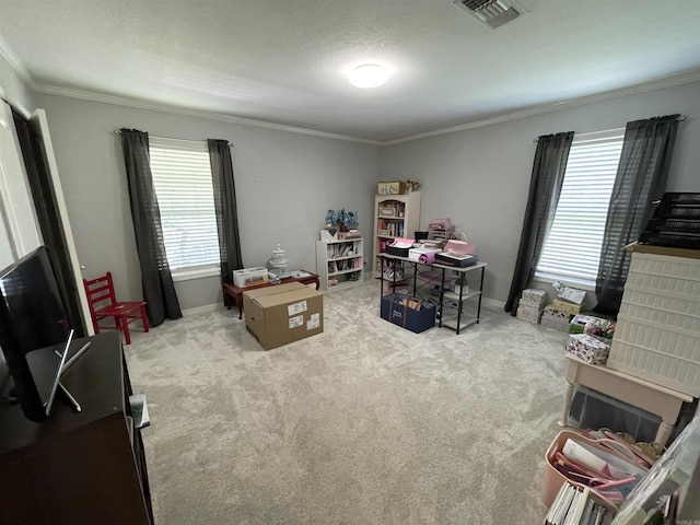 142 Timber Ridge Ln, El Dorado, AR 71730 - home office with ornamental molding, carpet flooring, and baseboards