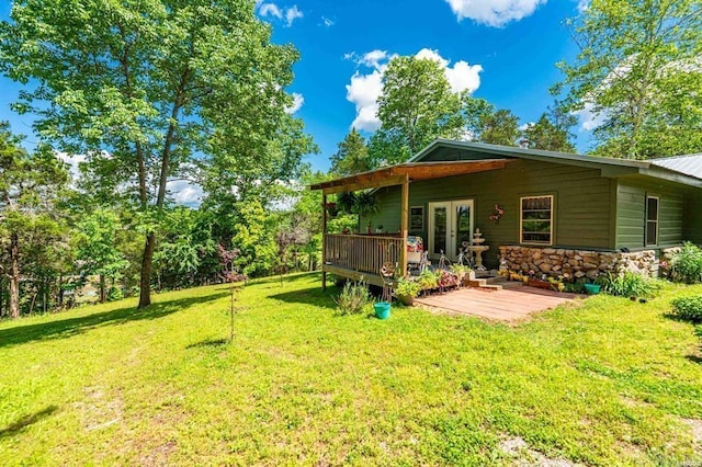 4915 Albert Pike Rd, Hot Springs, AR 71913 - rear view of property with french doors and a lawn