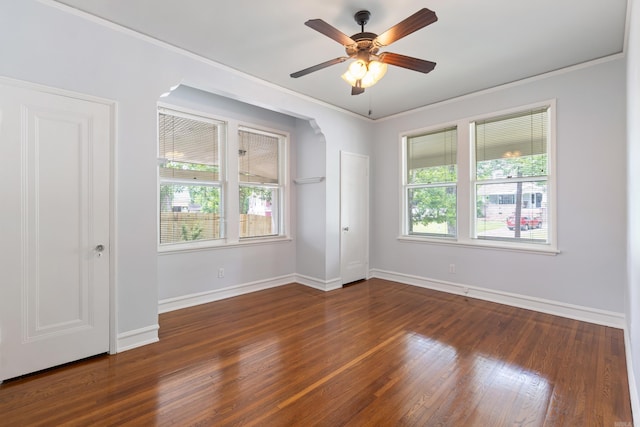 111 Midland St, Little Rock, AR 72205 - spare room with healthy amount of natural light, wood finished floors, baseboards, a ceiling fan, and ornamental molding
