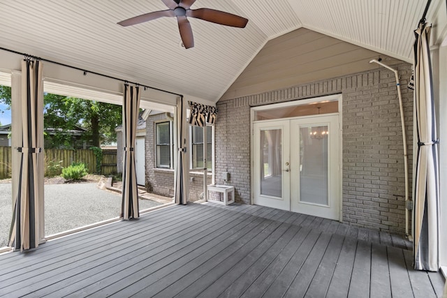 111 Midland St, Little Rock, AR 72205 - deck with french doors, fence, and a ceiling fan