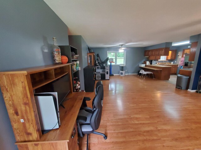 800 Hilltop Dr, Piggott, AR 72454 - office featuring light wood-style flooring, ceiling fan, and baseboards