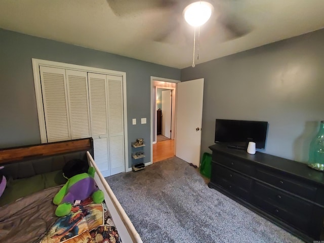 800 Hilltop Dr, Piggott, AR 72454 - carpeted bedroom featuring a closet and a ceiling fan