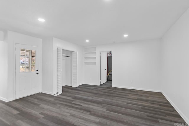 716 Vinson, Little Rock, AR 72205 - interior space with baseboards, dark wood finished floors, recessed lighting, and built in shelves
