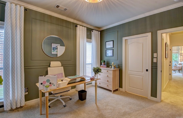 32 Bronte Ct, Little Rock, AR 72223 - office with ornamental molding, light colored carpet, and baseboards