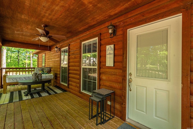 67 Delton Mccauley Rd, Kirby, AR 71950 - deck featuring a ceiling fan and covered porch