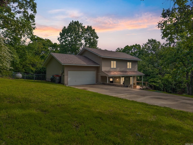15364 Twin Pines Rd, Lowell, AR 72745 - view of front of property featuring a garage, concrete driveway, and a porch