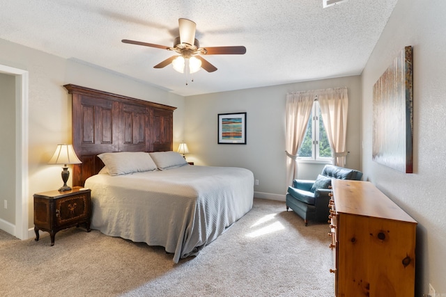 15364 Twin Pines Rd, Lowell, AR 72745 - bedroom featuring light colored carpet, ceiling fan, baseboards, and a textured ceiling