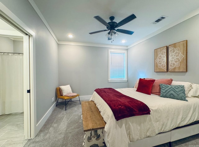 816 Nature Way, Benton, AR 72019 - bedroom with baseboards, ornamental molding, recessed lighting, and a ceiling fan
