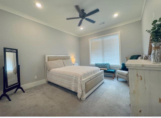 816 Nature Way, Benton, AR 72019 - bedroom featuring carpet, recessed lighting, baseboards, a ceiling fan, and crown molding