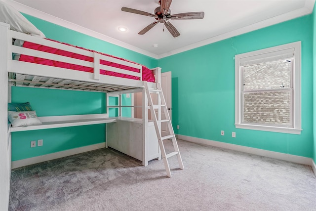 20 Caurel Ct, Little Rock, AR 72223 - unfurnished bedroom with carpet flooring, baseboards, crown molding, and ceiling fan