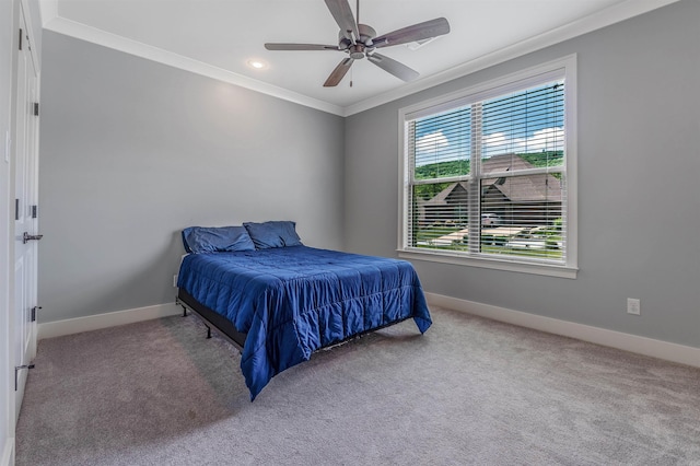 20 Caurel Ct, Little Rock, AR 72223 - bedroom featuring ornamental molding, baseboards, carpet, ceiling fan, and recessed lighting