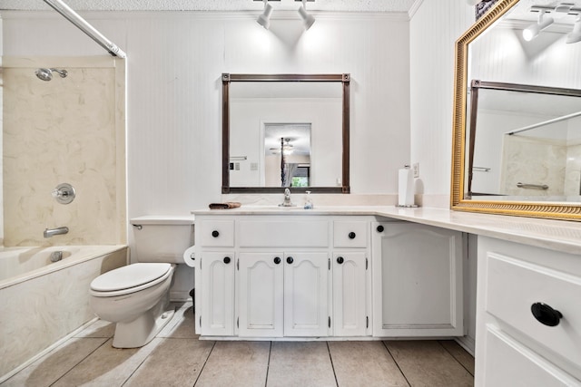 2325 Lakeshore Unit E-4, Hot Springs, AR 71913 - full bath with tile patterned flooring, shower / bath combination, toilet, crown molding, and vanity