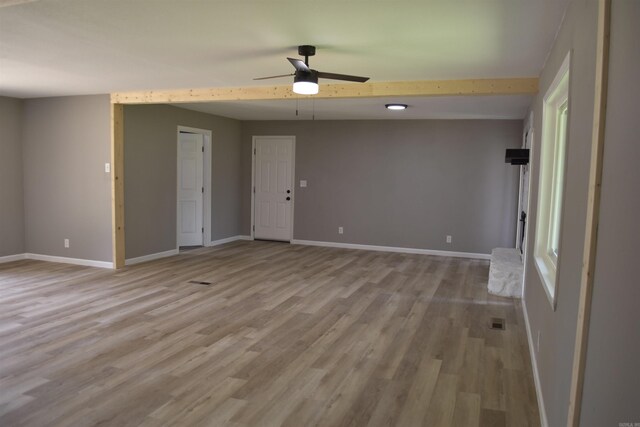 27 Grant 491 Rd, Sheridan, AR 72105 - empty room with a ceiling fan, baseboards, and light wood-style floors