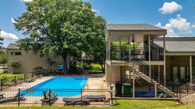 2510 Riverfront # 2, Little Rock, AR 72202 - community pool featuring stairs, fence, a ceiling fan, and a patio