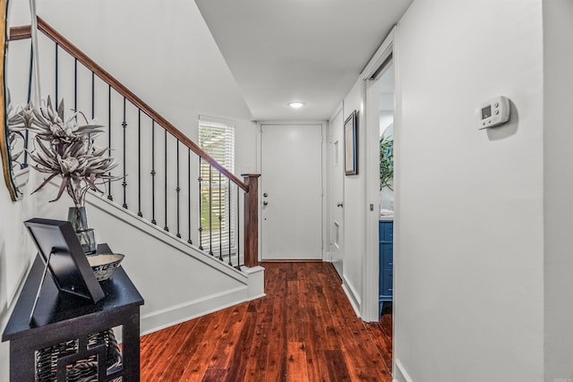 2510 Riverfront # 2, Little Rock, AR 72202 - foyer entrance featuring wood finished floors, stairway, and baseboards